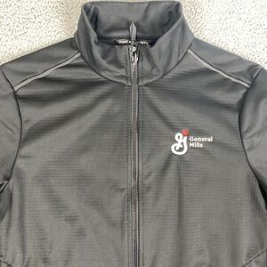 General Mills Jacket Mens Medium Black Employee Full Zip Grid Fleece Uniform